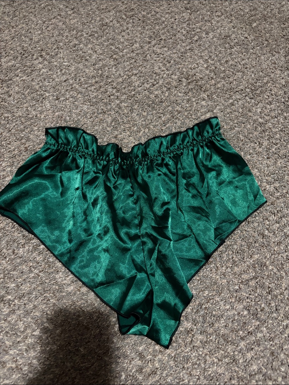 Target Green Satin Sleep Shorts with Black Trim - Picture 2 of 3